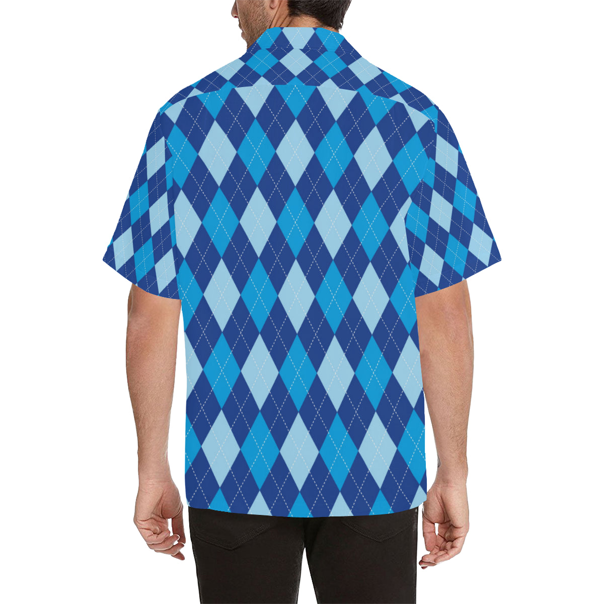 Argyle Blue Pattern Print Design 02 Men's Hawaiian Shirt