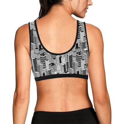City  Pattern Print Design 02 Sports Bra
