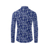 Music Note Blue Themed Print Men's Long Sleeve Shirt