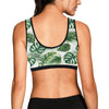 Green Pattern Tropical Palm Leaves Sports Bra