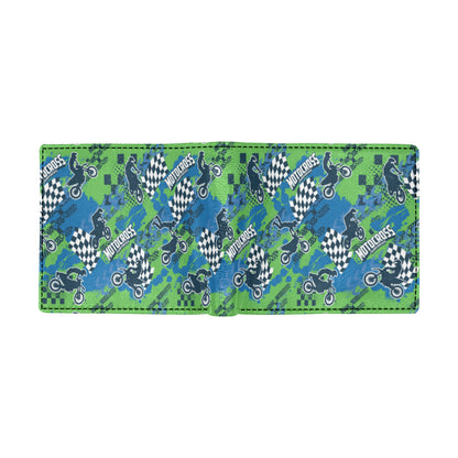 Motocross Pattern Print Design 04 Men's ID Card Wallet