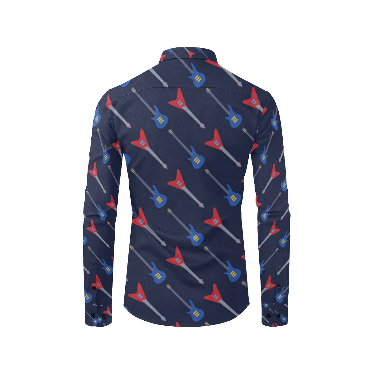 Electric Guitar Pattern Print Design 01 Men's Long Sleeve Shirt