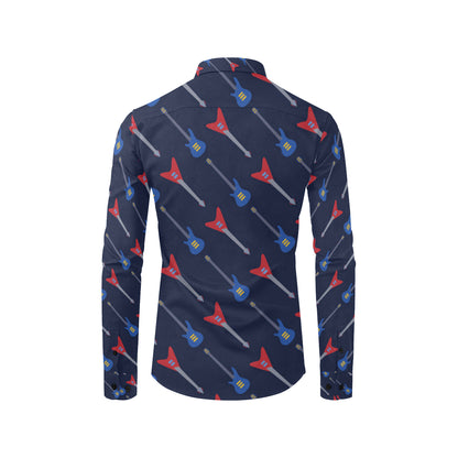 Electric Guitar Pattern Print Design 01 Men's Long Sleeve Shirt