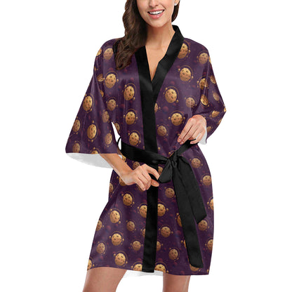 Cookie Pattern Print Design 03 Women's Short Kimono