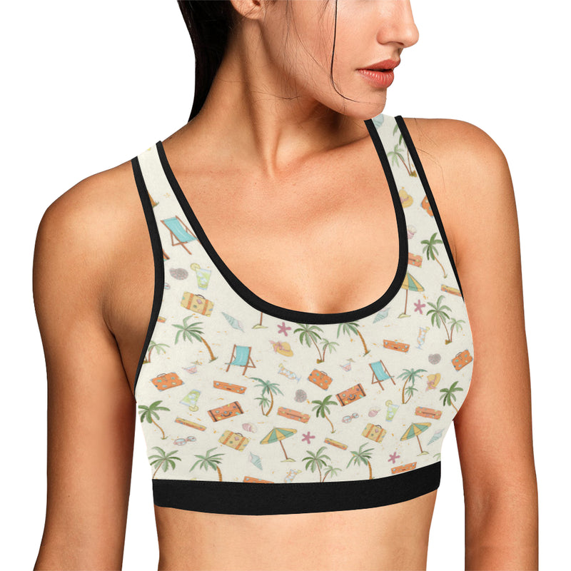 Beach Themed Pattern Print Design 05 Sports Bra