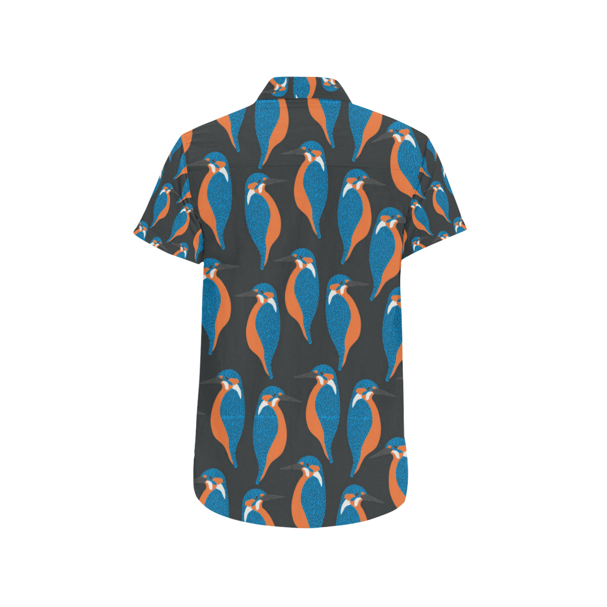 Kingfisher Pattern Print Design 03 Men's Short Sleeve Button Up Shirt
