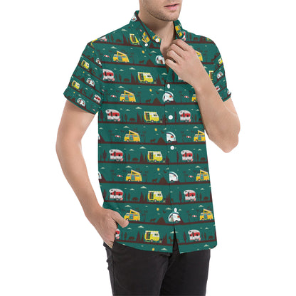 Camper Pattern Print Design 05 Men's Short Sleeve Button Up Shirt