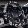 Fern Leave Black White Print Pattern Steering Wheel Cover with Elastic Edge