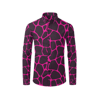 Giraffe Pink Background Texture Print Men's Long Sleeve Shirt