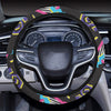 80s Pattern Print Design 3 Steering Wheel Cover with Elastic Edge