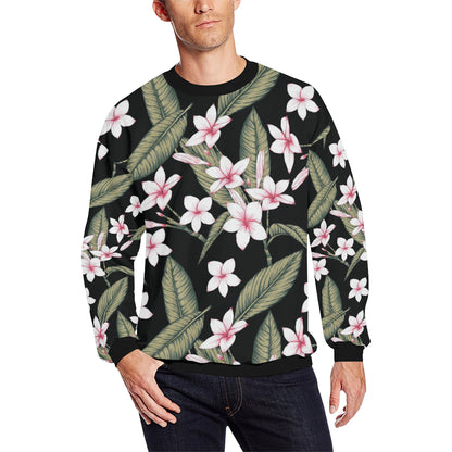 Plumeria Pattern Print Design PM021 Men Long Sleeve Sweatshirt