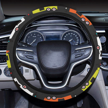 Camper Caravan Pattern Steering Wheel Cover with Elastic Edge