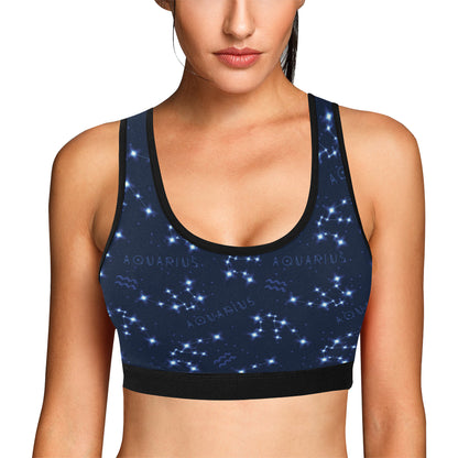 Aquarius Zodiac Pattern Print Design 02 Sports Bra