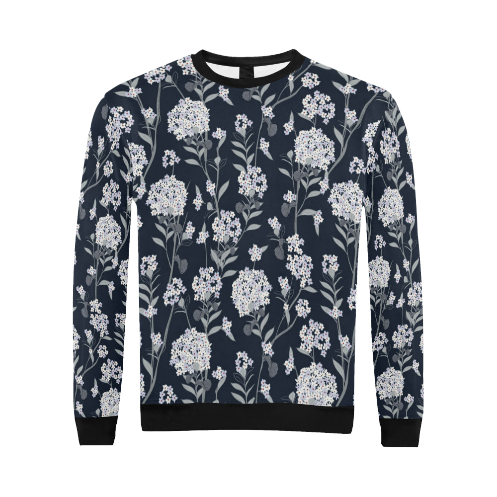 Hydrangea Pattern Print Design HD07 Men Long Sleeve Sweatshirt