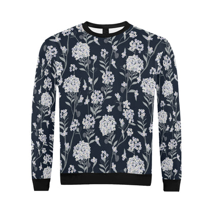Hydrangea Pattern Print Design HD07 Men Long Sleeve Sweatshirt