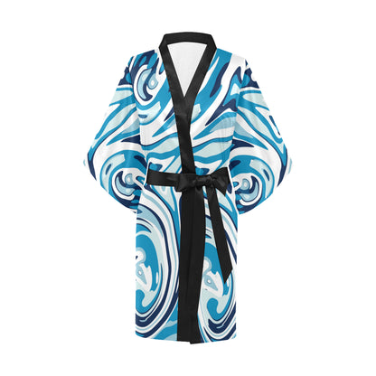 Liquid Pattern Print Design 05 Women's Short Kimono