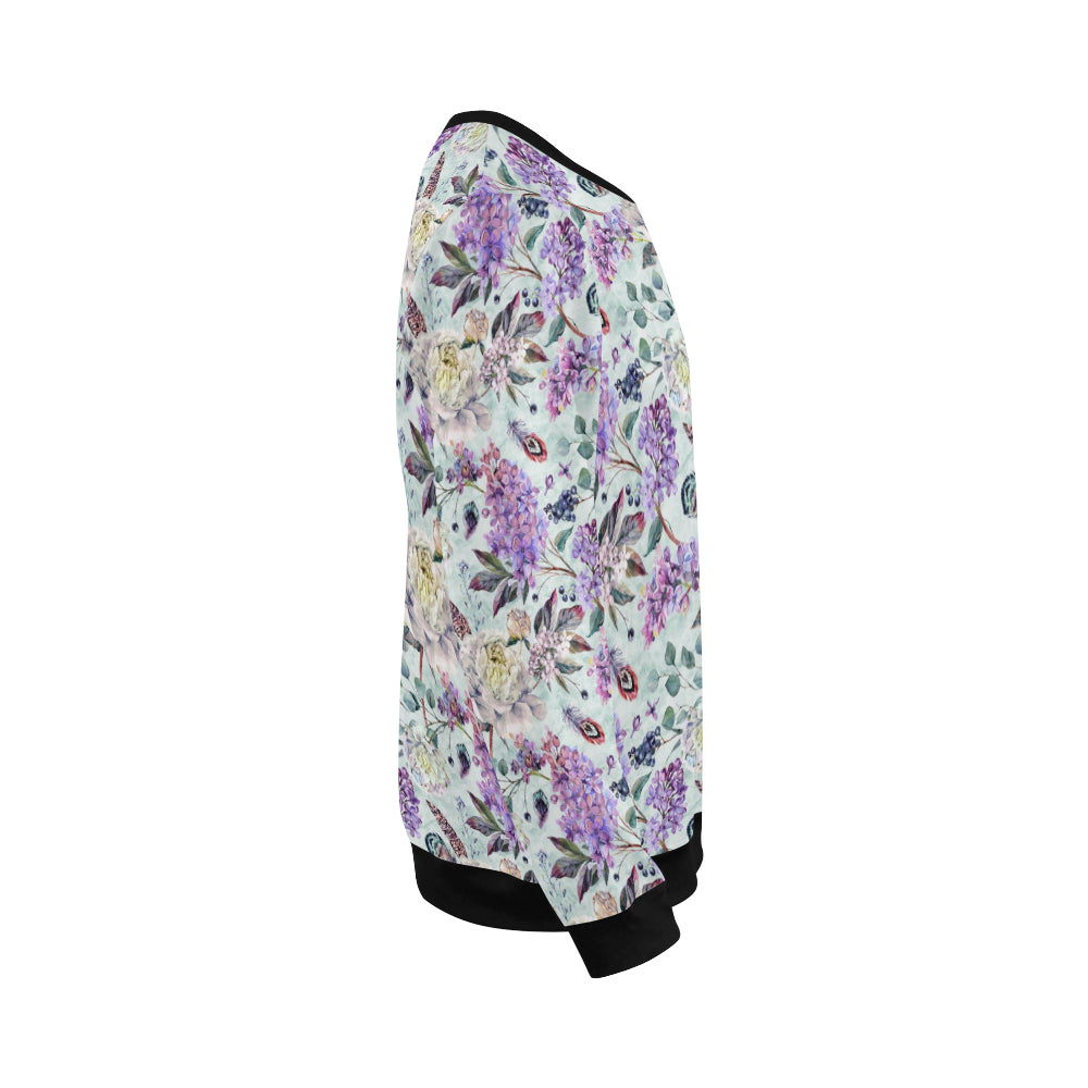 Lilac Pattern Print Design LI06 Men Long Sleeve Sweatshirt