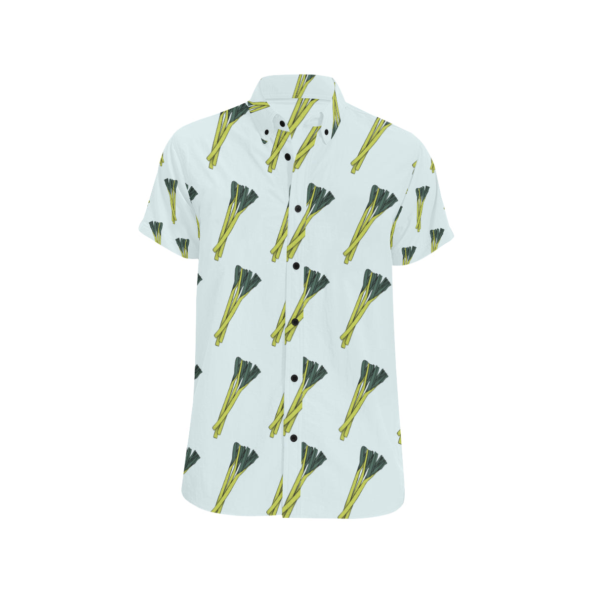 Leek Pattern Print Design 03 Men's Short Sleeve Button Up Shirt