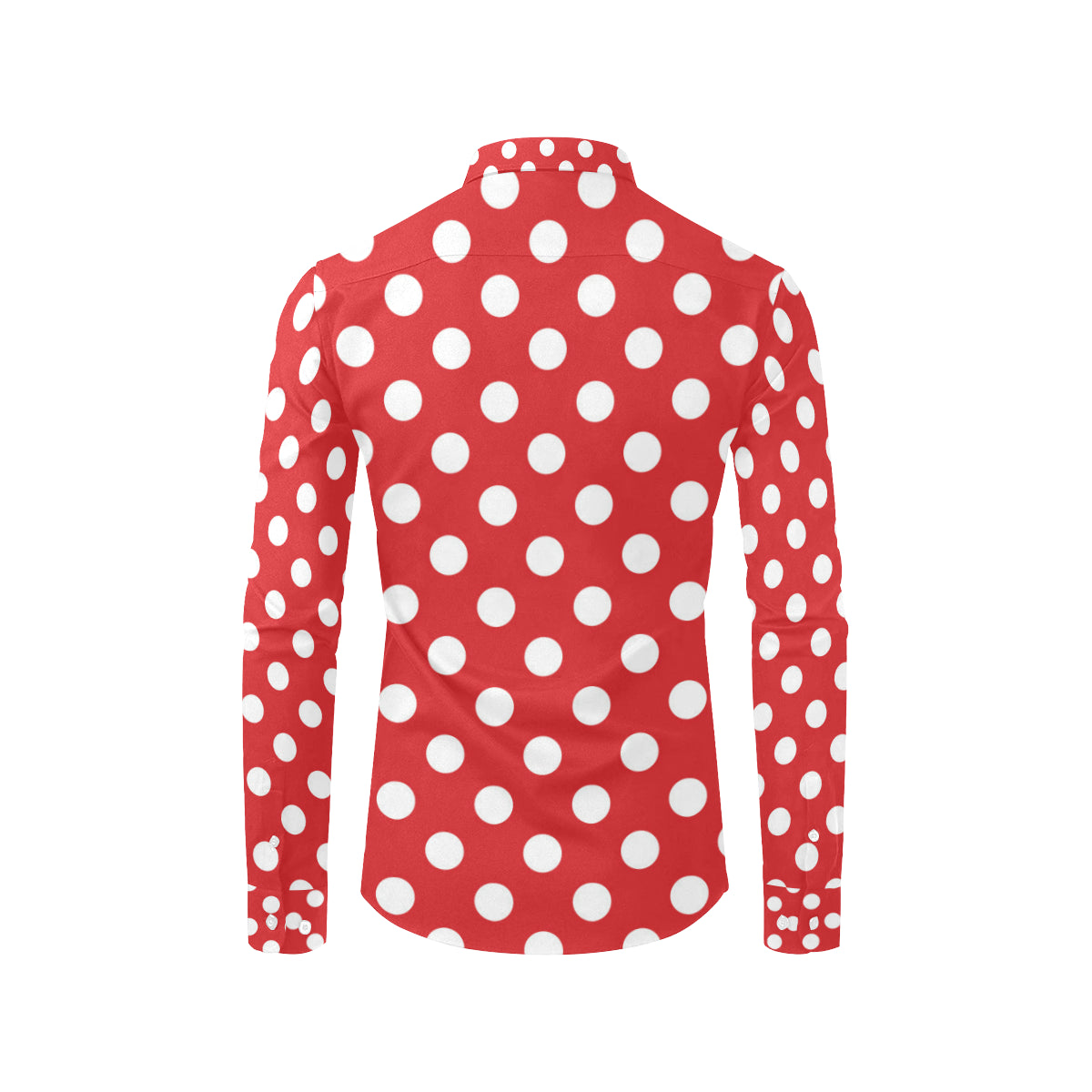 Polka Dot Red Pattern Print Design 04 Men's Long Sleeve Shirt