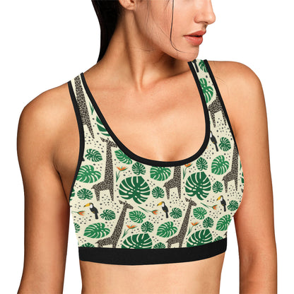 Rainforest Giraffe Pattern Print Design A02 Sports Bra
