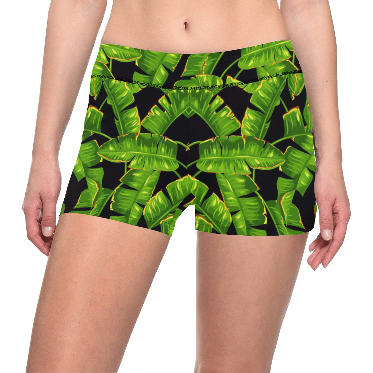 Banana Leaf Pattern Print Design BL06 Yoga Shorts