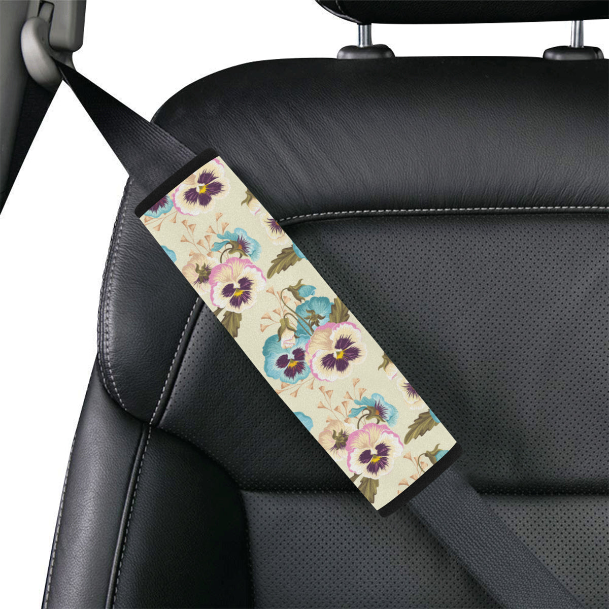 Pansy Pattern Print Design A02 Car Seat Belt Cover