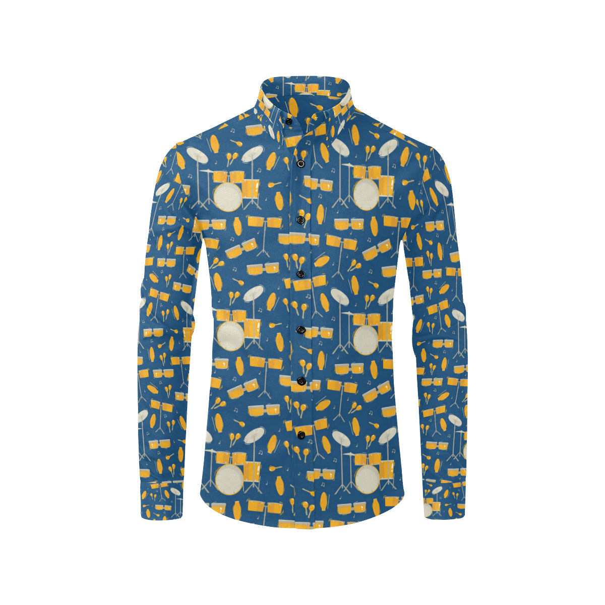 Drum Set Pattern Print Design 03 Men's Long Sleeve Shirt