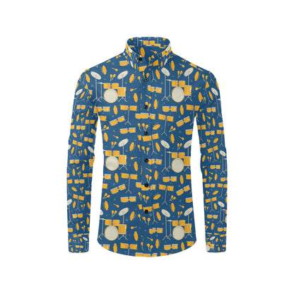 Drum Set Pattern Print Design 03 Men's Long Sleeve Shirt
