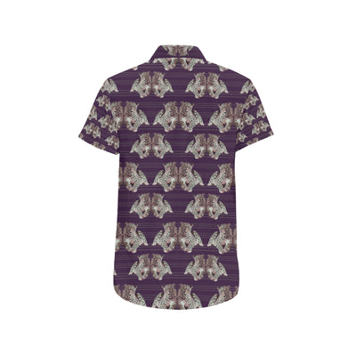 Leopard Pattern Print Design 01 Men's Short Sleeve Button Up Shirt