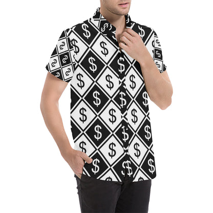 Money Pattern Print Design 04 Men's Short Sleeve Button Up Shirt