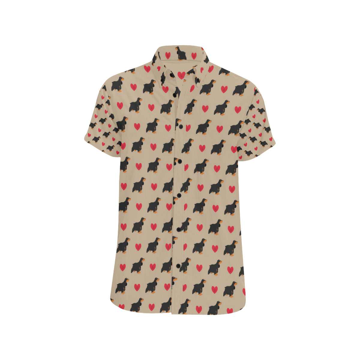 Cocker Pattern Print Design 02 Men's Short Sleeve Button Up Shirt