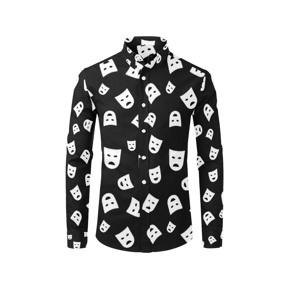 Acting Mask Pattern Print Design 03 Men's Long Sleeve Shirt