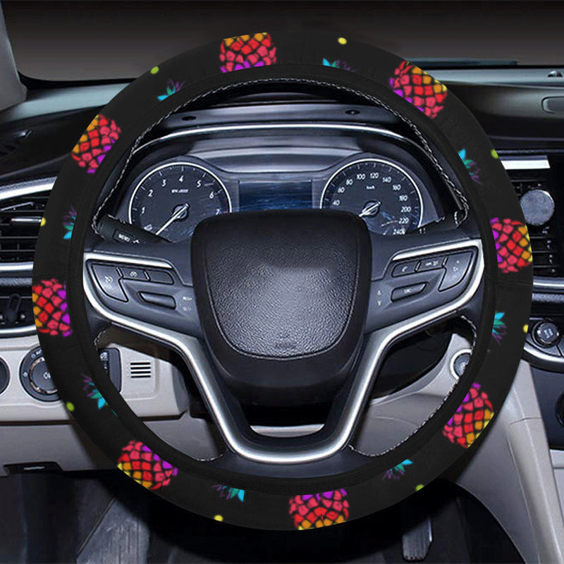 Pineapple Rainbow Dot Print Steering Wheel Cover with Elastic Edge