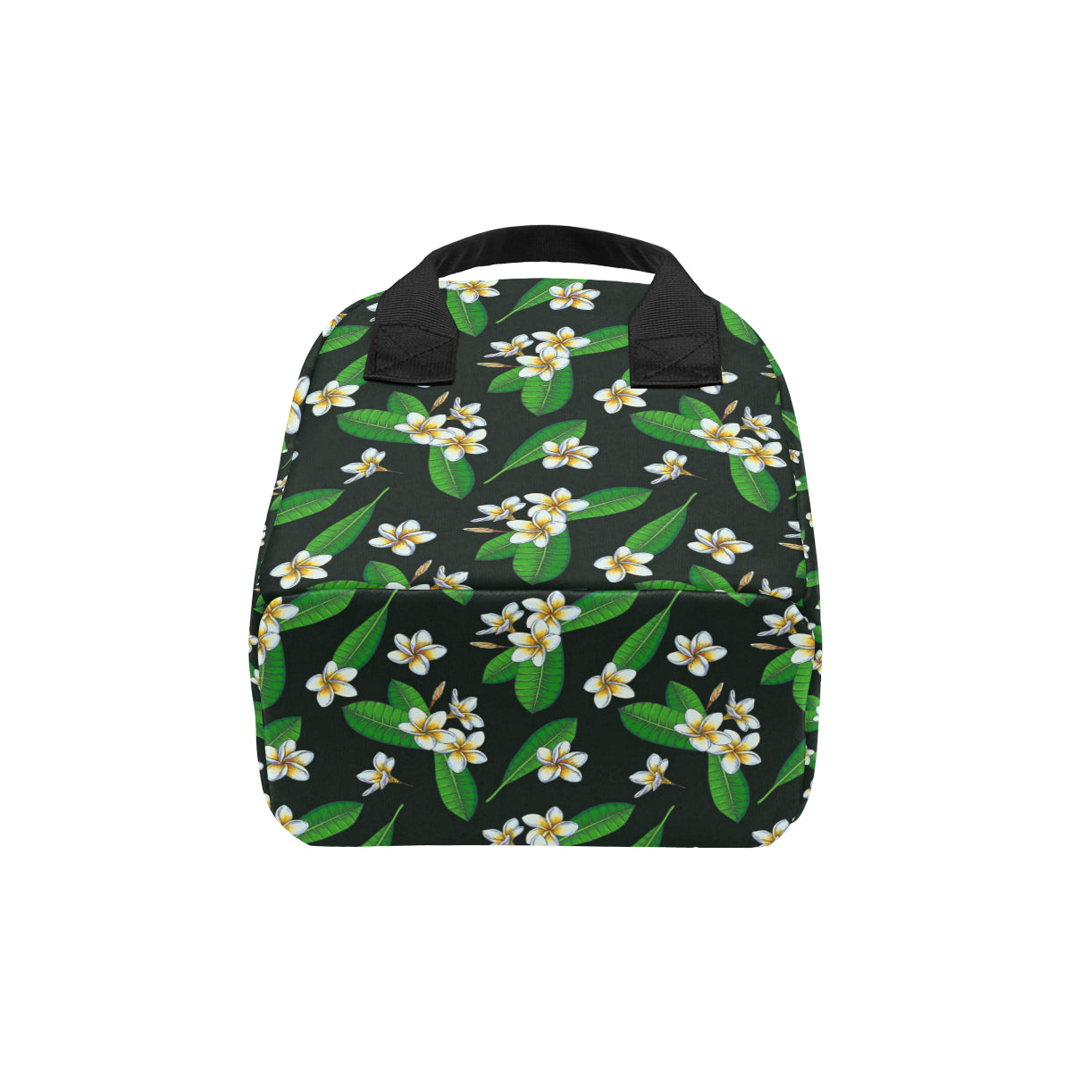 White Plumeria Pattern Print Design PM023 Insulated Lunch Bag