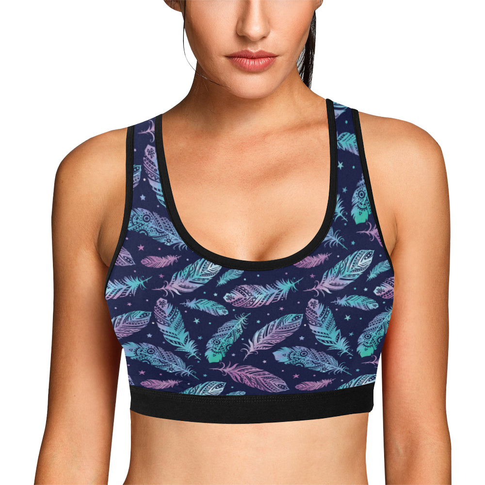 Feather Aztec Design Print Sports Bra