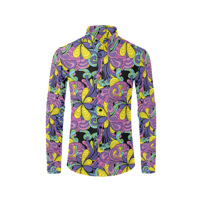 Psychedelic Pattern Print Design A04 Men's Long Sleeve Shirt