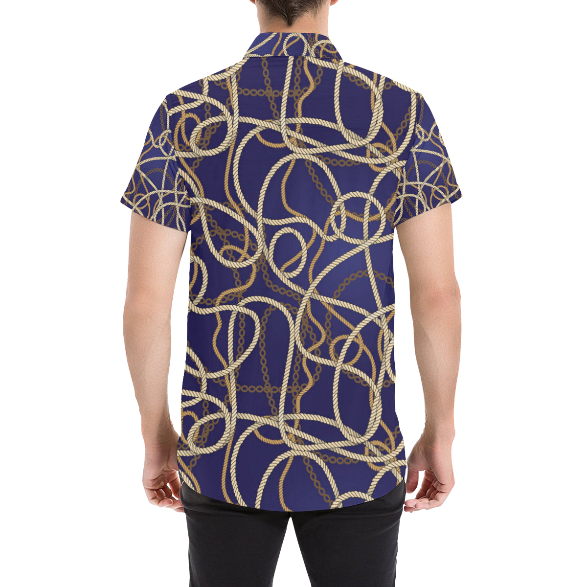 Rope Pattern Print Design A01 Men's Short Sleeve Button Up Shirt