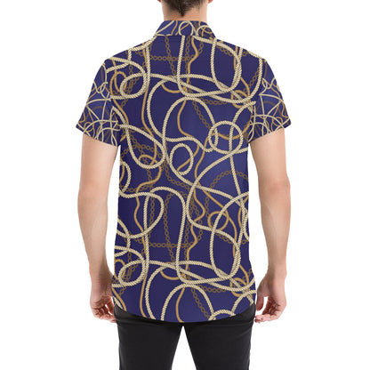 Rope Pattern Print Design A01 Men's Short Sleeve Button Up Shirt