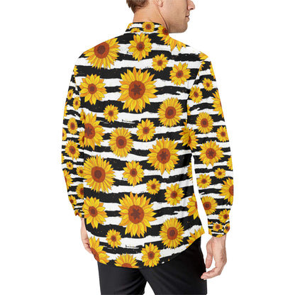 Sunflower Pattern Print Design SF010 Men's Long Sleeve Shirt