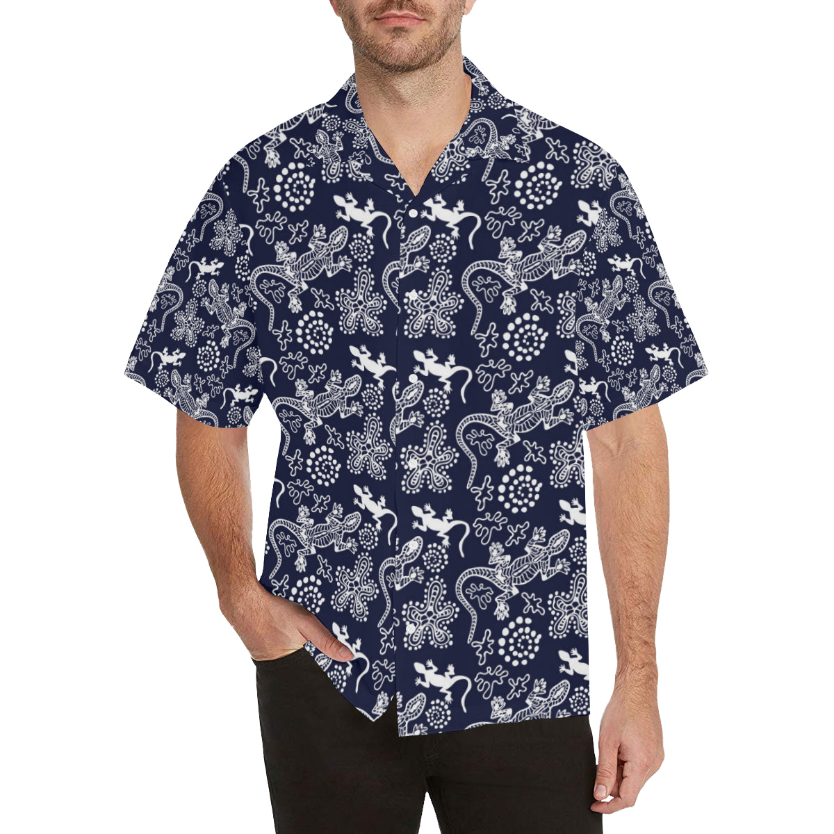 lizard Pattern Print Design 03 Men's Hawaiian Shirt