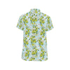 Elegant Olive Floral Print Men's Short Sleeve Button Up Shirt