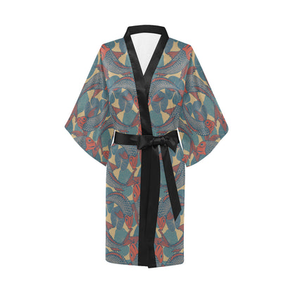 Pisces Pattern Print Design A01 Women's Short Kimono