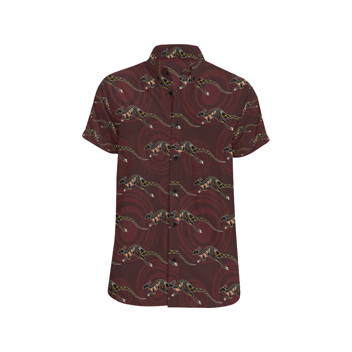 Kangaroos Pattern Print Design 05 Men's Short Sleeve Button Up Shirt