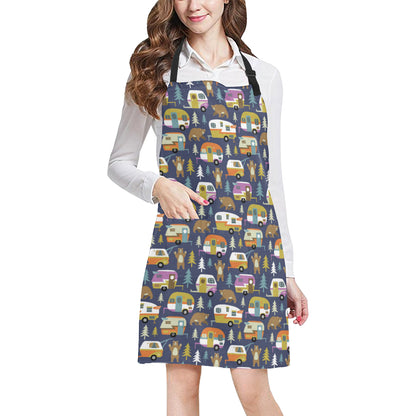 Camper Pattern Print Design 04 Apron with Pocket