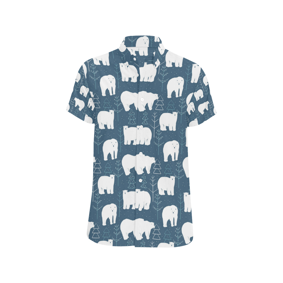 Polar Bear Pattern Print Design A01 Men's Short Sleeve Button Up Shirt