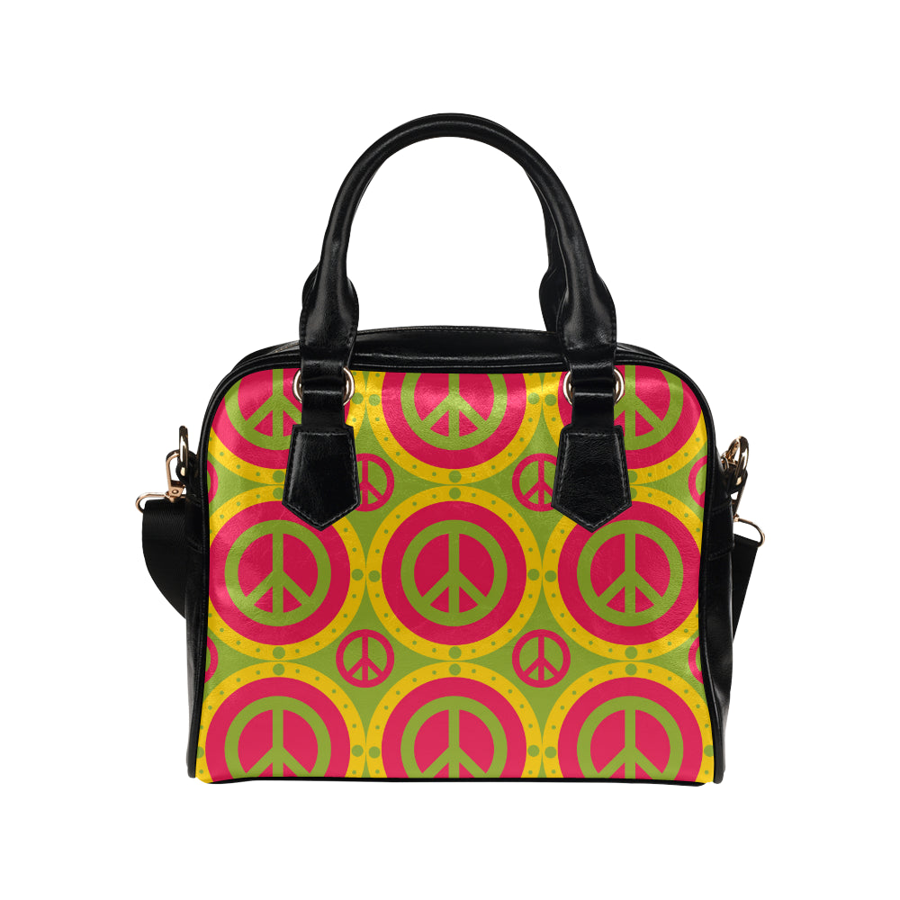 Peace Sign Pattern Print Design A01 Shoulder Handbag