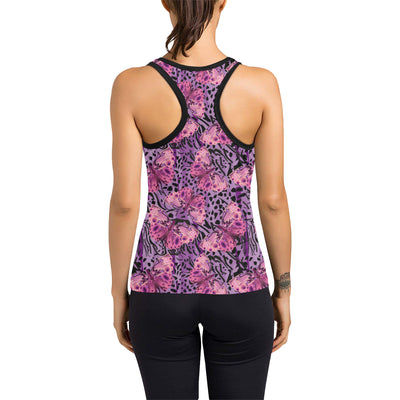 Purple Butterfly Leopard Women's Racerback Tank Top