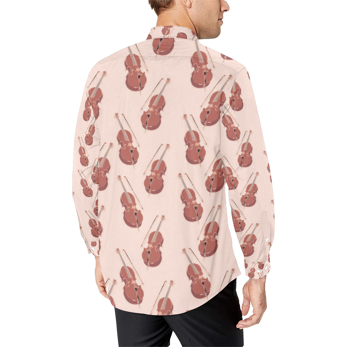 Cello Pattern Print Design 03 Men's Long Sleeve Shirt