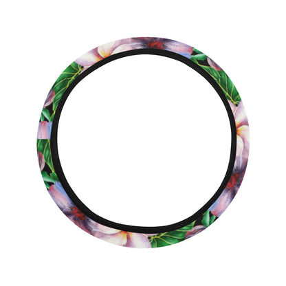 Plumeria Pattern Print Design PM01 Steering Wheel Cover with Elastic Edge