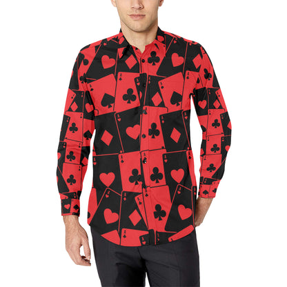 Poker Cards Pattern Print Design A01 Men's Long Sleeve Shirt